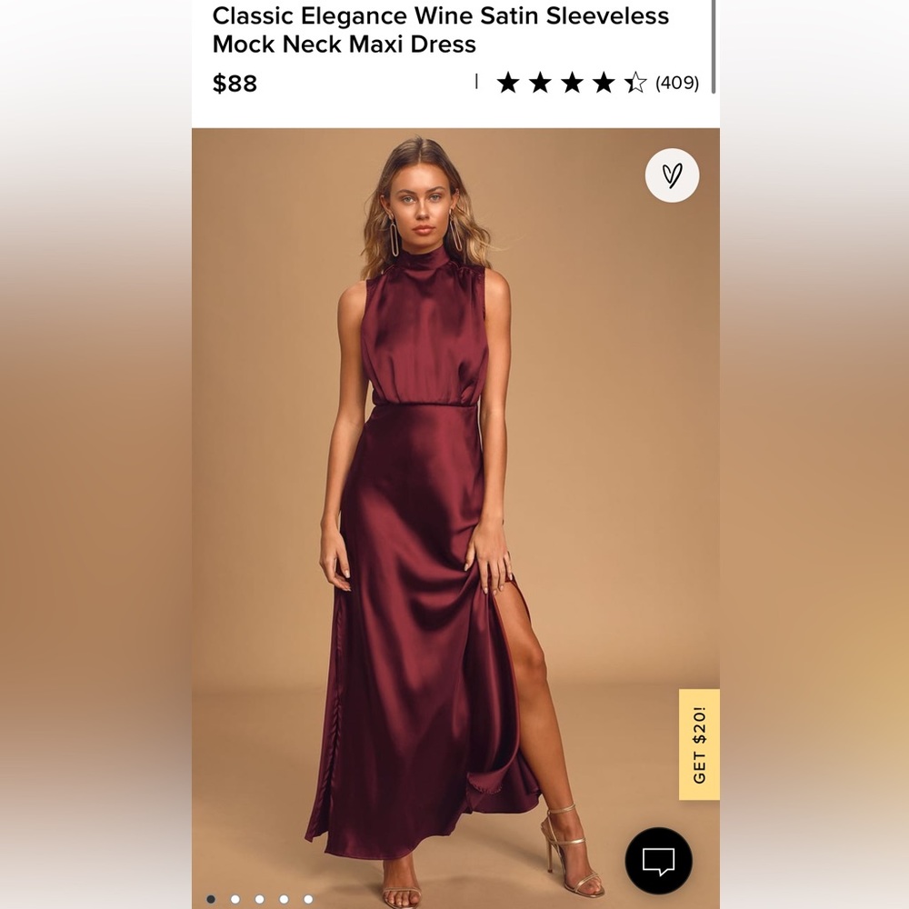 NWT SATIN SLEEVELESS MOCK NECK MAXI